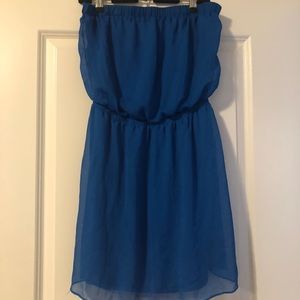 Strapless blue dress